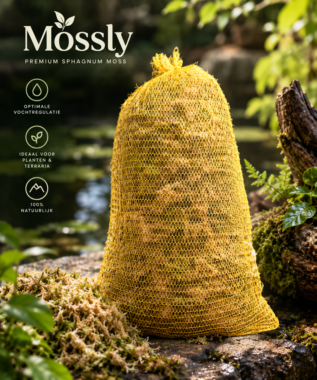 Premium Sphagnum Mos in Netzak – Veenmos voor Planten & Terrarium | Mossly