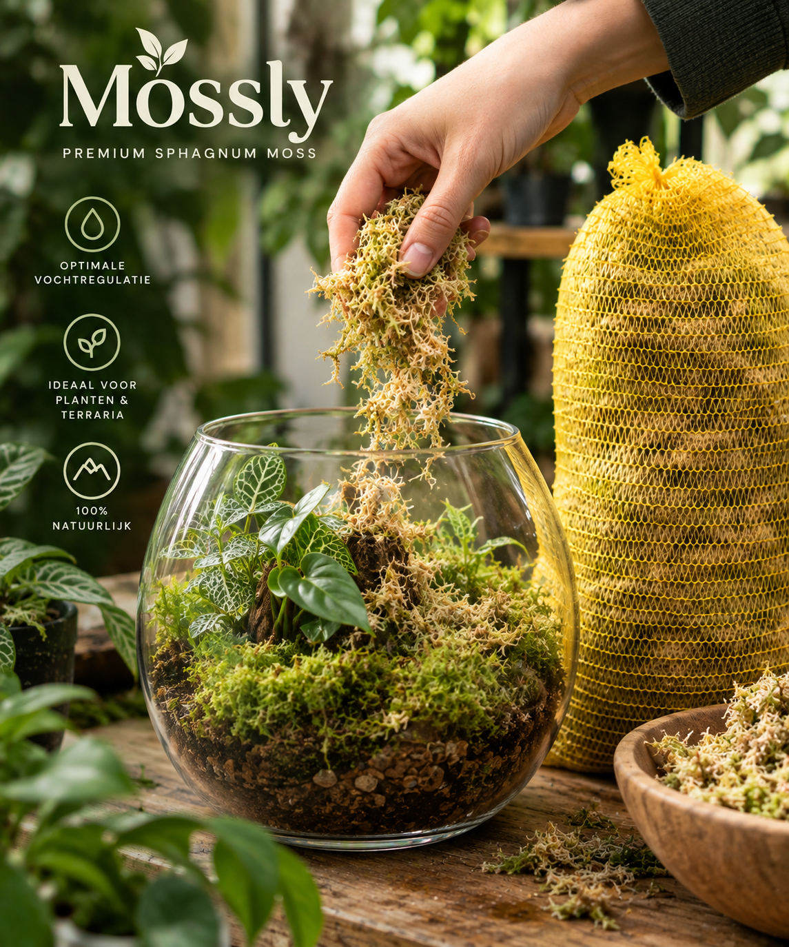 Premium Sphagnum Mos in Netzak – Veenmos voor Planten & Terrarium | Mossly